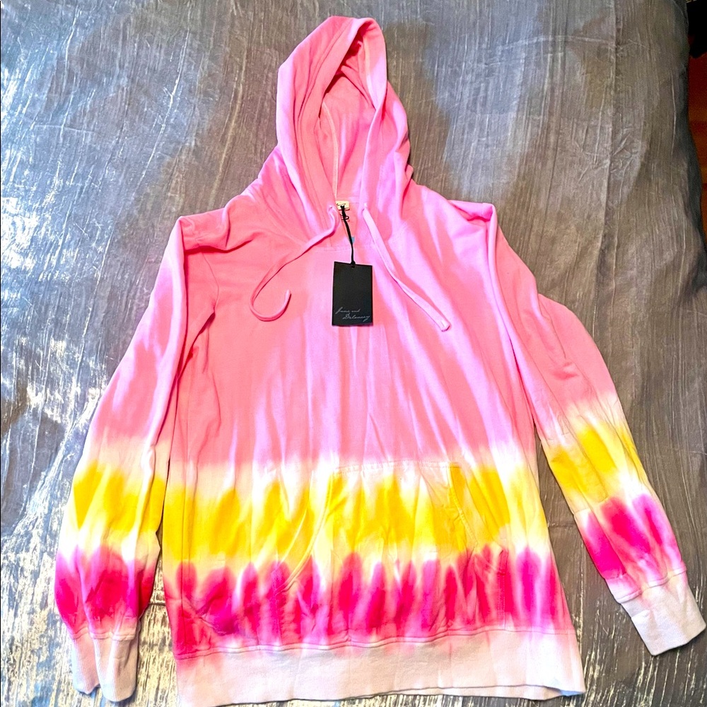 NWT Jane & Delancey pink & yellow tie dye ombré hoodie - S